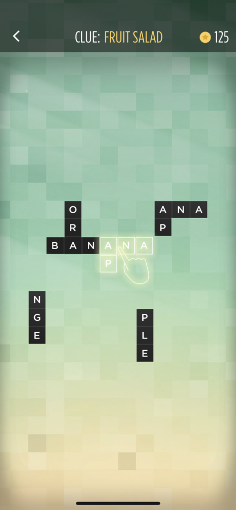 子供向けの英語単語アプリ「Bonza Word Puzzle」のFRUIT SALADの画面