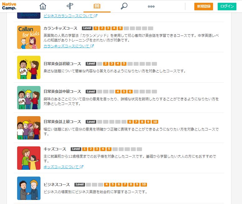 ネイティブキャンプのコース